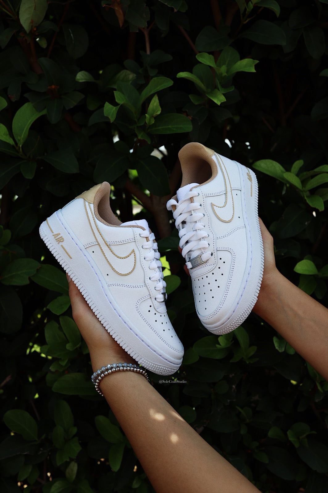 Air Force 1 Low Custom Shoes Cream Outline Hand Painted AF1 Sneakers solecraftstudio