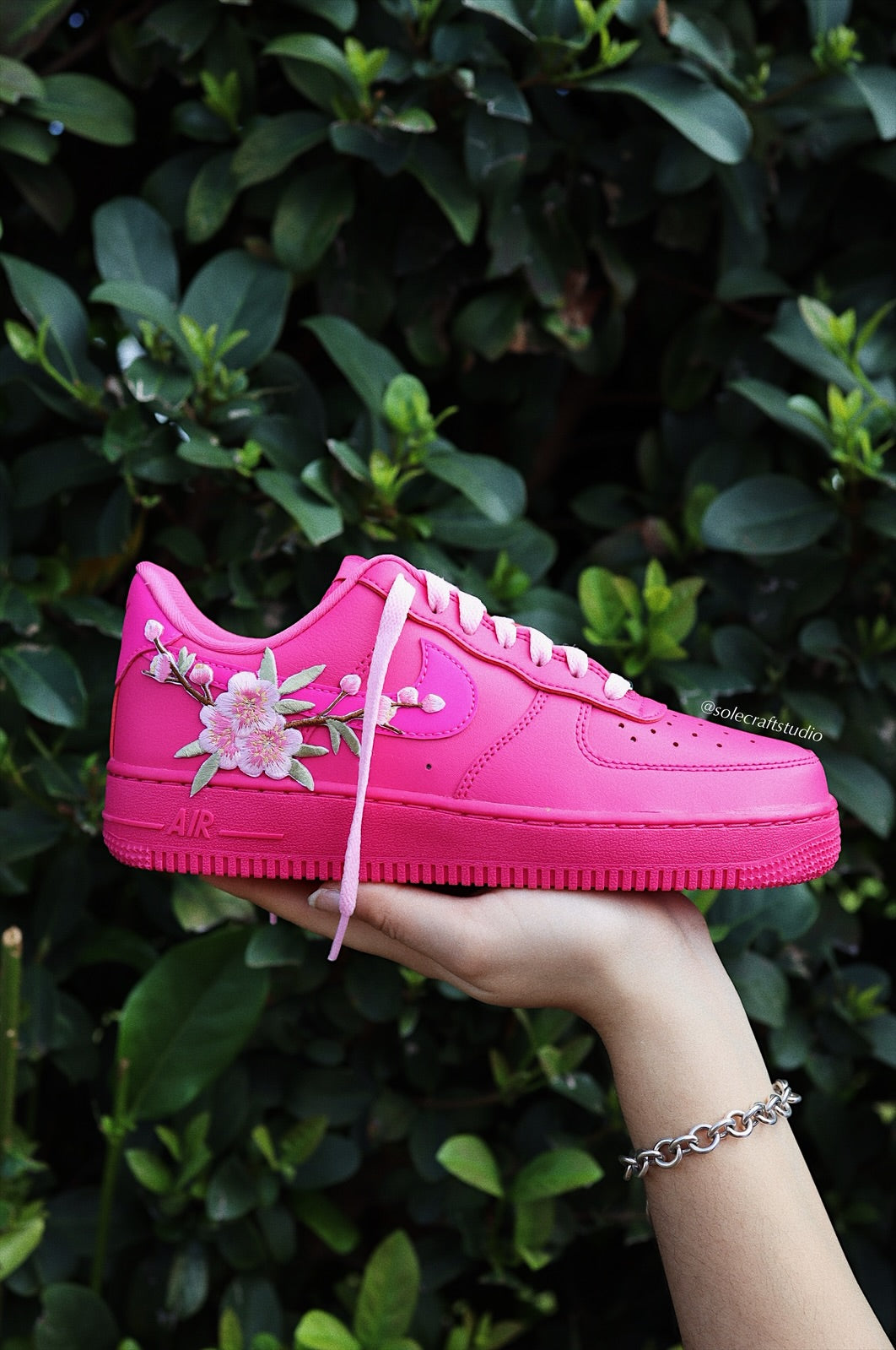 Embroidered Blossom Flower Patch Custom Hot Pink Air Force 1