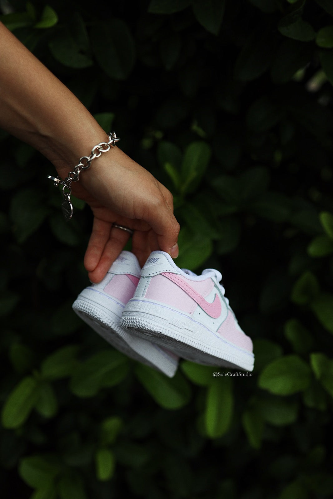 Air Force 1 Low Custom Kids Shoes Bubblegum Pink Hand Painted AF1 Snea solecraftstudio