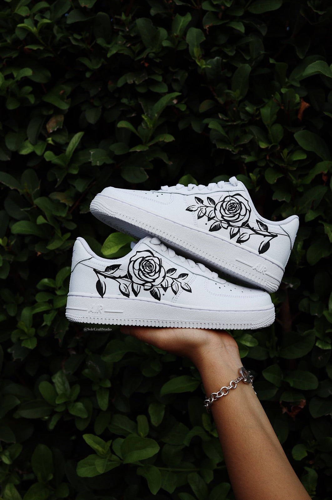 Air Force 1 Low Black Rose Silhouette Custom Sneakers solecraftstudio