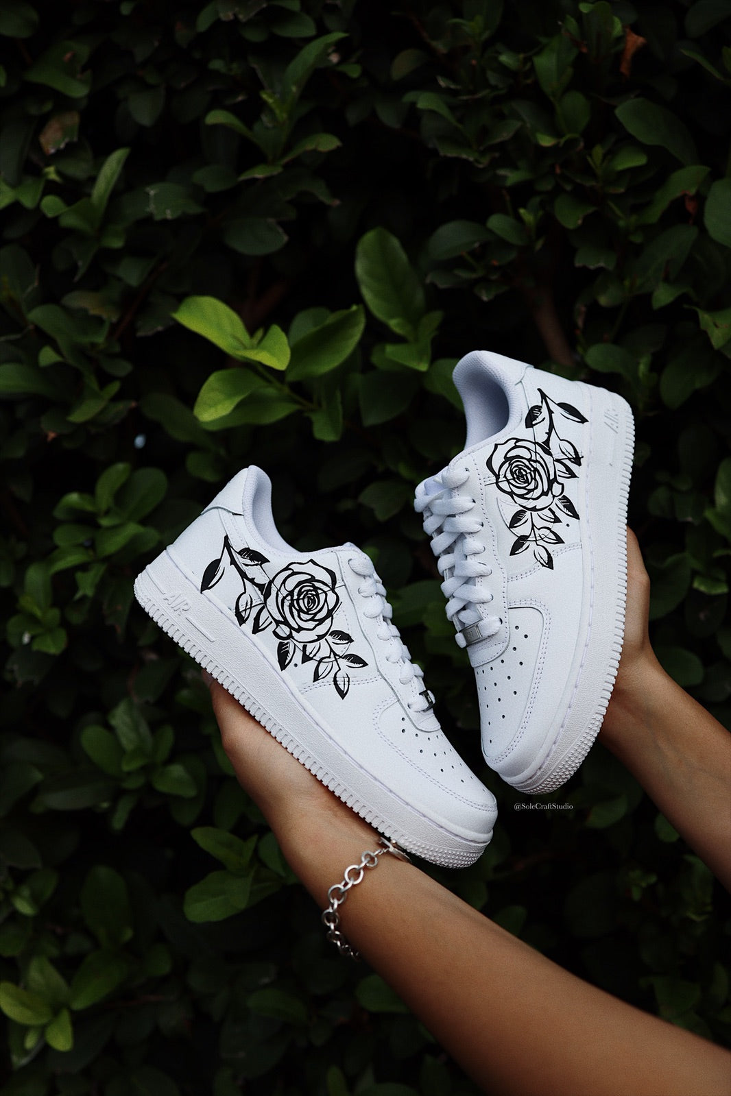 Air Force 1 Low Black Rose Silhouette Custom Sneakers solecraftstudio