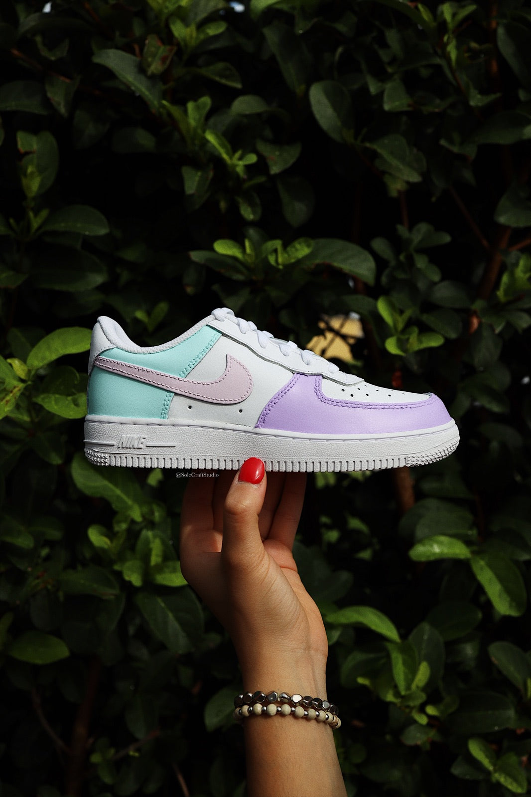 Air Force 1 Low Custom Kids Shoes Pink Lavender Mint Hand Painted AF1 solecraftstudio