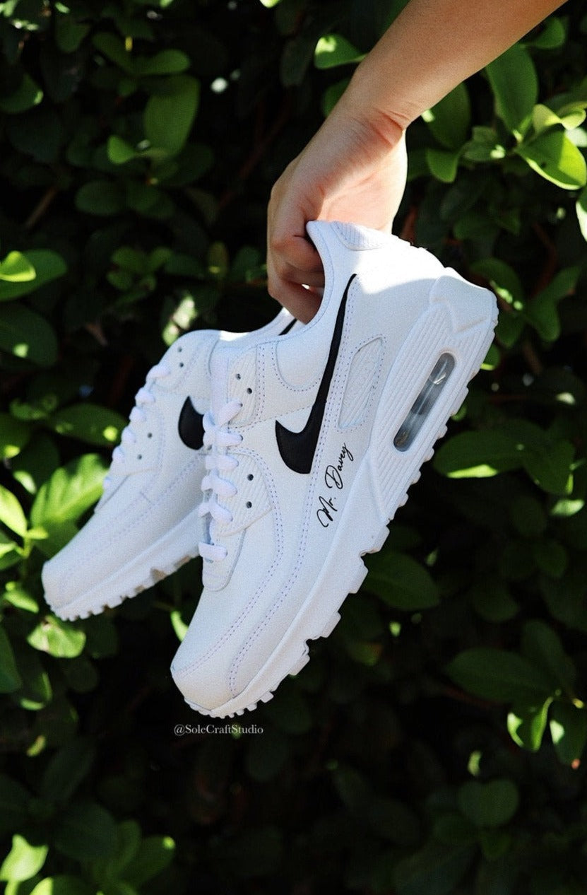 Groom Wedding Sneakers Air Max 90 Black Swoosh solecraftstudio