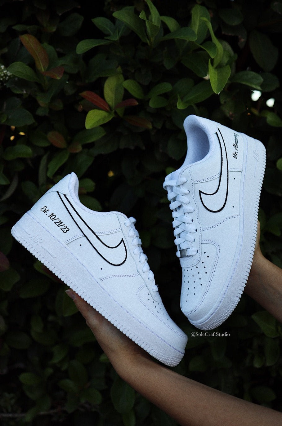 Wedding Sneakers for Groom Air Force 1 White solecraftstudio 16 Name Date Only NO Outline Swoosh White